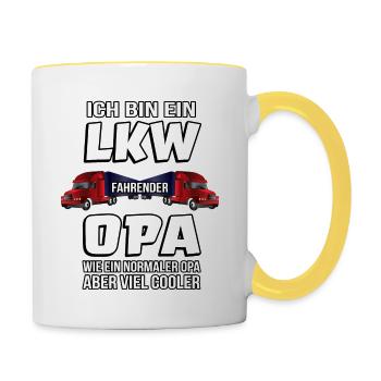 LKW Opa Lastkraftwagen Fernfahrer LKW-Fahrer - Tasse zweifarbig - Weiß/Gelb - Rechts