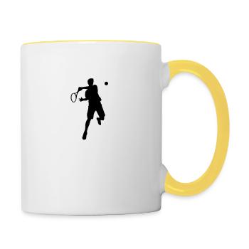 Tennis Tennis Player Backhand Forehand - Contrasting Mug - white/yellow - Right