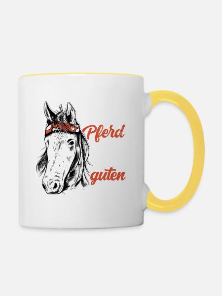Wenn ich nach Pferd rieche, hatte ich guten Tag - Tasse zweifarbig - Weiß/Gelb