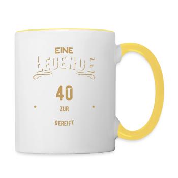 Eine Legende wird 40 Jahre alt - Tasse zweifarbig - Weiß/Gelb - Rechts