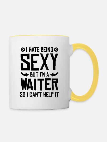 sexy kellner - Tasse zweifarbig - Weiß/Gelb