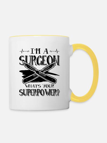 Chirurg superpower - Tasse zweifarbig - Weiß/Gelb