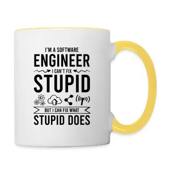 software engineering saying - Contrasting Mug - white/yellow - Right