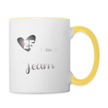 Traumpaar seit 25 Jahren Silberhochzeit Geschenk - Tasse zweifarbig - Weiß/Gelb - Rechts