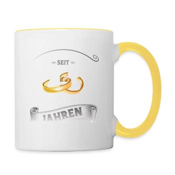 Traumpaar seit 25 Jahren Silberhochzeit Geschenk - Tasse zweifarbig - Weiß/Gelb - Rechts