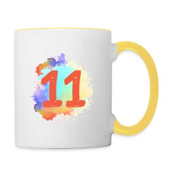 11 nombre de taches - Mug contrasté - blanc/jaune - Droite