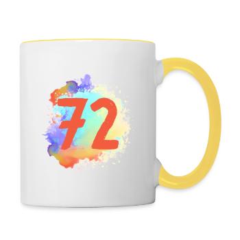 72 Zahl Klecks - Tasse zweifarbig - Weiß/Gelb - Rechts