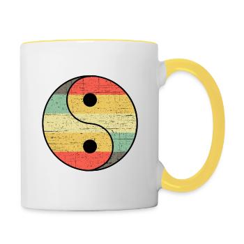 Vintage yin yang - Contrasting Mug - white/yellow - Right