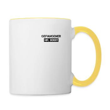 Gefangener Häftling Kostüm Karneval Fasching Knast - Tasse zweifarbig - Weiß/Gelb - Rechts