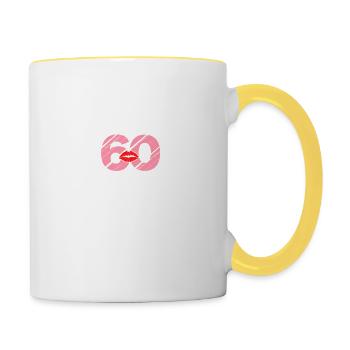 60 und fabelhaft, lustiger 60. Geburtstag, 60. Geburtstag - Tasse zweifarbig - Weiß/Gelb - Rechts