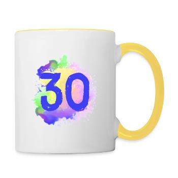 30 Nombre d’objets blob - Mug contrasté - blanc/jaune - Droite
