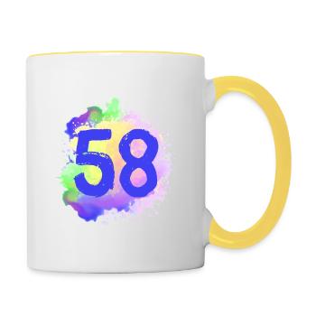 58 Nombre d’objets blob - Mug contrasté - blanc/jaune - Droite