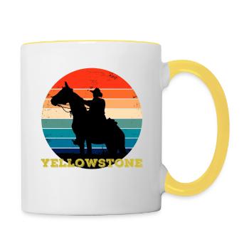 Yellowstone Vintage rétro Cowboy - Mug contrasté - blanc/jaune - Droite