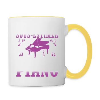 Pianiste Piano Fille Piano - Mug contrasté - blanc/jaune - Droite