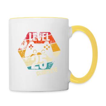 Level 25 Complete - Gamer - Birthday - Gift - Contrasting Mug - white/yellow - Right