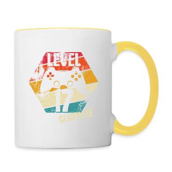 Level 17 Complete - Gamer - Birthday - Gift - Contrasting Mug - white/yellow - Right
