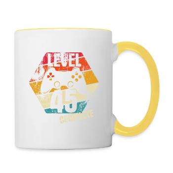 Niveau 45 Complet - Joueur - Anniversaire - Cadeau - Mug contrasté - blanc/jaune - Droite