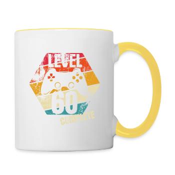 Level 60 Complete - Gamer - Birthday - Gift - Contrasting Mug - white/yellow - Right