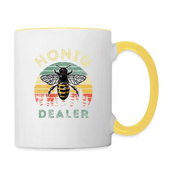Honig Dealer - Bienenflüsterer - Biene - Imker - Tasse zweifarbig - Weiß/Gelb - Rechts