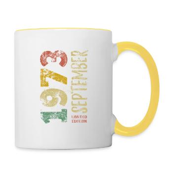 Limited Edition September 1973 Geburtstag Geschenk - Tasse zweifarbig - Weiß/Gelb - Rechts