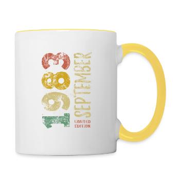 Limited Edition September 1983 Geburtstag Geschenk - Tasse zweifarbig - Weiß/Gelb - Rechts
