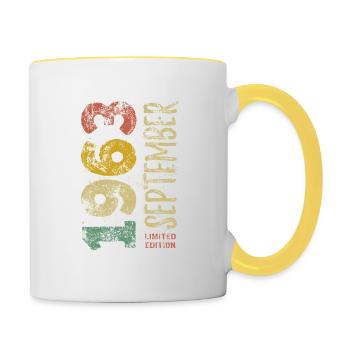 Limited Edition September 1963 Geburtstag Geschenk - Tasse zweifarbig - Weiß/Gelb - Rechts