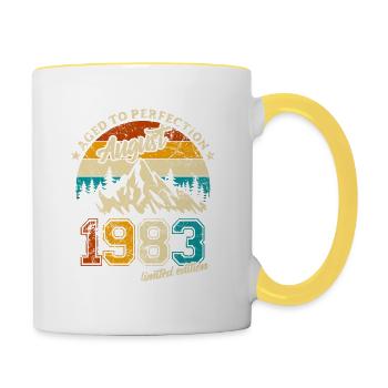 Limited Edition August 1983 Geburtstag Geschenk - Tasse zweifarbig - Weiß/Gelb - Rechts