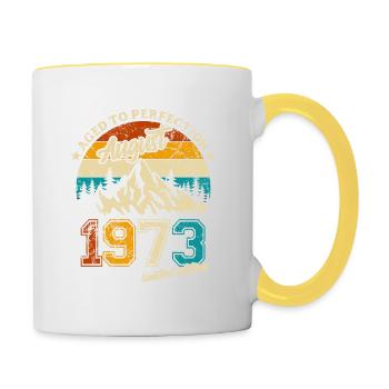 Limited Edition August 1973 Geburtstag Geschenk - Tasse zweifarbig - Weiß/Gelb - Rechts