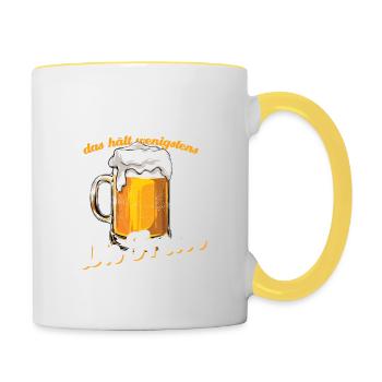 Ich mag Bier das hält wenigstens die Fresse Spruch - Tasse zweifarbig - Weiß/Gelb - Rechts