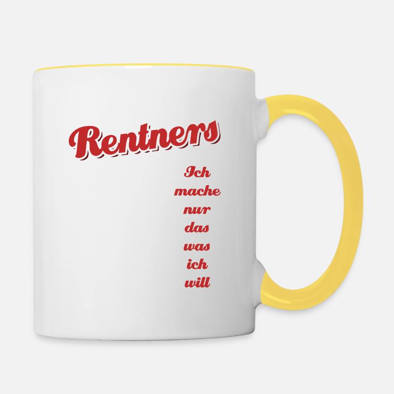 Wöchentlicher Zeitplan eines Rentners - Rente - Tasse zweifarbig - Weiß/Gelb