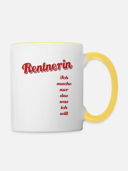 Wöchentlicher Zeitplan einer Rentnerin - Rente - Tasse zweifarbig - Weiß/Gelb