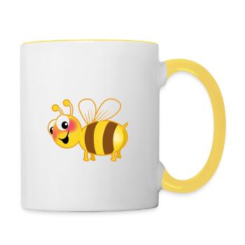 Biene Sumsi mit Po - Optimismus Wortspiel - Tasse zweifarbig - Weiß/Gelb - Rechts
