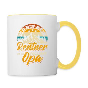 Ich bin kein Rentner ich bin Vollzeit Opa - Tasse zweifarbig - Weiß/Gelb - Rechts