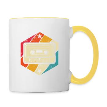 Cassette - Mixtape Audio Cassette Magnetic Tape retro - Contrasting Mug - white/yellow - Right