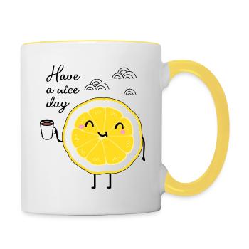 Zitrone und kaffee - Tasse zweifarbig - Weiß/Gelb - Rechts