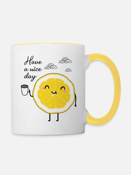 Lemon and coffee - Contrasting Mug - white/yellow