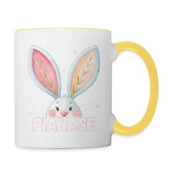 Nom Pia Lapin Piahase Nom de l’animal - Mug contrasté - blanc/jaune - Droite