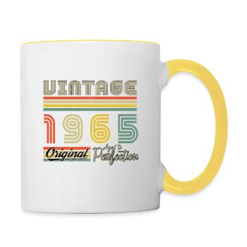 1965 Vintage Geboren 1965 Vintage Geburtstagsgeschenk - Tasse zweifarbig - Weiß/Gelb - Rechts
