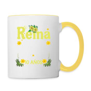 10 Jahre 2015 Vintage Retro Geburtstagsgeschenk - Tasse zweifarbig - Weiß/Gelb - Rechts