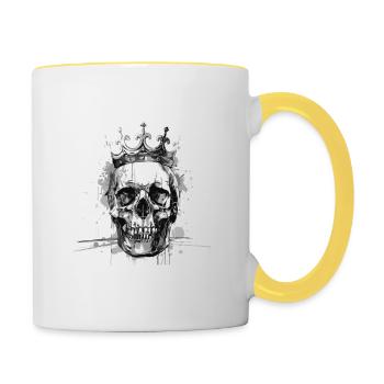 Crâne de Roi Couronne Royale - Mug contrasté - blanc/jaune - Droite