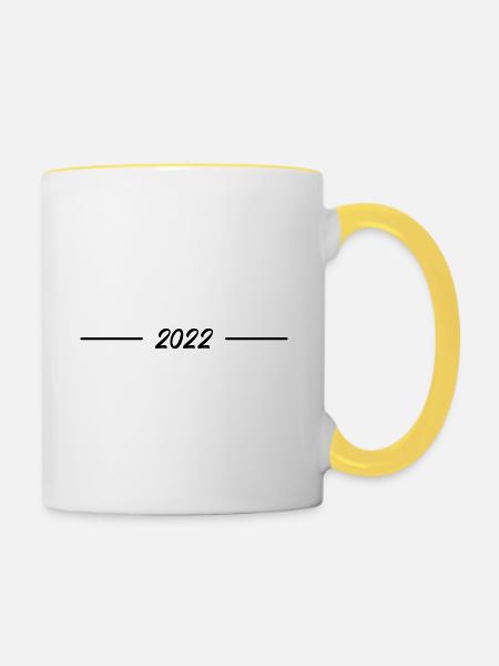 2022 linie - Tasse zweifarbig - Weiß/Gelb