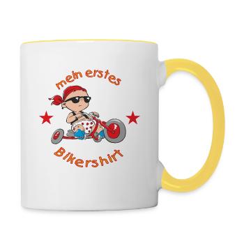 mein erstes Bikershirt - RAHMENLOS Baby - Tasse zweifarbig - Weiß/Gelb - Rechts