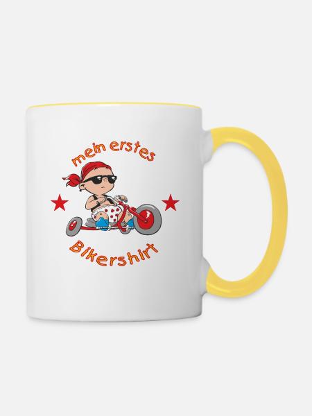 mein erstes Bikershirt - RAHMENLOS Baby - Tasse zweifarbig - Weiß/Gelb