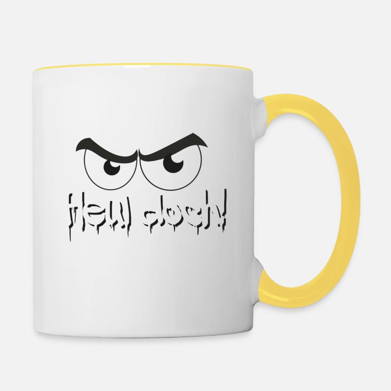 Heul doch! Böser Blick - Tasse zweifarbig - Weiß/Gelb