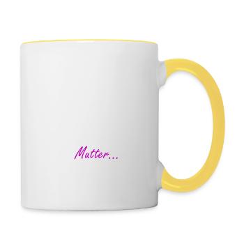 Juhu Freitag, ach stimmt ich bin ja Mutter - Tasse zweifarbig - Weiß/Gelb - Rechts
