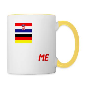 50% Kroatisch 50% Deutsch - Tasse zweifarbig - Weiß/Gelb - Rechts