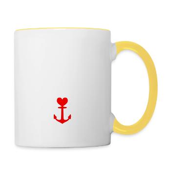 Küstenkind im Herzen - Tasse zweifarbig - Weiß/Gelb - Rechts