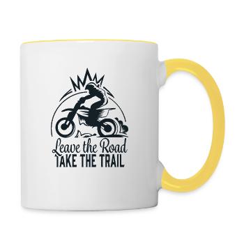 Offroad Motocross Dirtbike Biker Enduro Hobby Fun - Tasse zweifarbig - Weiß/Gelb - Rechts