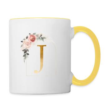 Customizable Monogram J Flower Arch - Contrasting Mug - white/yellow - Right