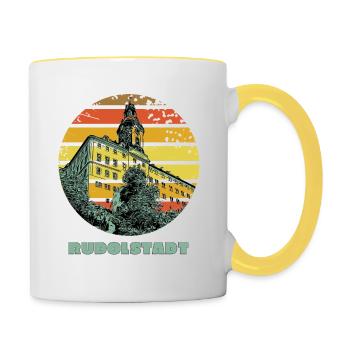 Ostthüringen Merch - Heidecksburg Rudolstadt - Tasse zweifarbig - Weiß/Gelb - Rechts
